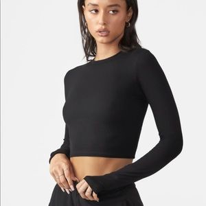 Joah Brown cropped crew long sleeve black s/m